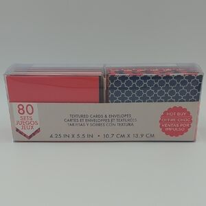 Craft Smith Textured Cards & Envelopes 80 Set Lattice Print Red White Blue
